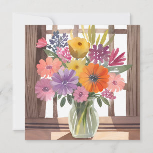 Cartão Buquê de Flores da Primavera   Aquarela Pastel Flo