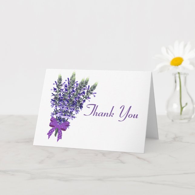 Cartão Buquê de Flores de Lavanda Simples Obrigado (Planta pequena)