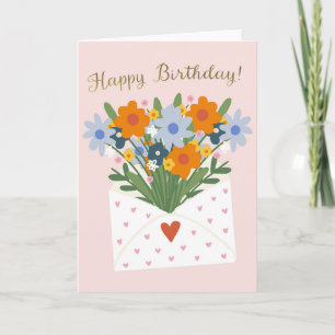 Cartão Buquê de Flores Feliz Aniversário para Ela Present