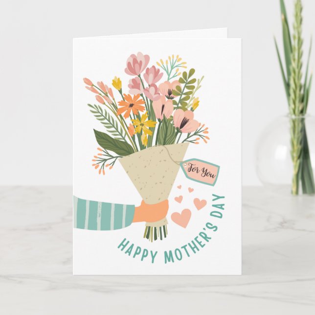 Cartão Buquê de Flores Feliz Dia das Mães (Frente)