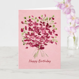 Cartão Buquê de Flores Silvestres Rosa em Aquarela de Ani