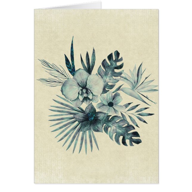 Cartão Buquê de folhas tropicais (Frente)