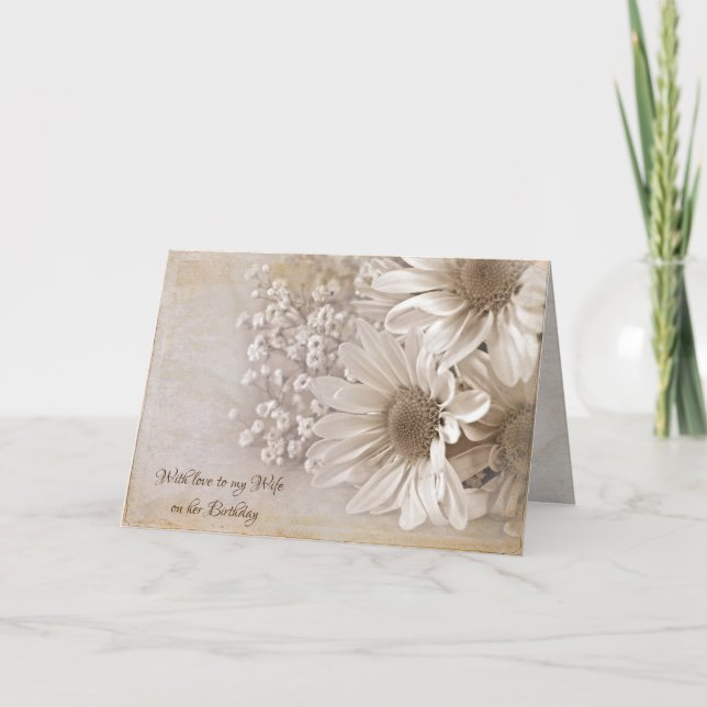 Cartão Buquê de margarida de aniversário da esposa (Frente)