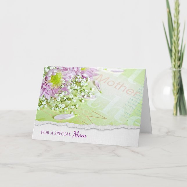 Cartão buquê de margarida para Dia de as mães (Frente)