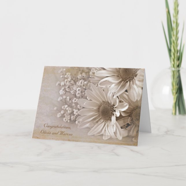 Cartão Buquê de Noiva de Margaridas (Frente)