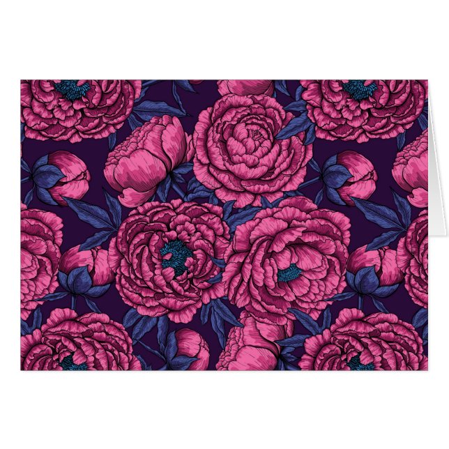 Cartão Buquê de pedônia rosa (Frente Horizontal)