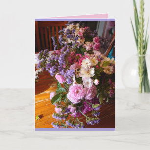 Cartão Buquê de Rosa Vintage Rosa floral flores Vaso Cart