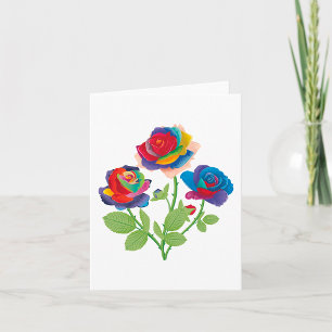 Cartão Buquê de Rosas Arco-íris Pop Art Floral