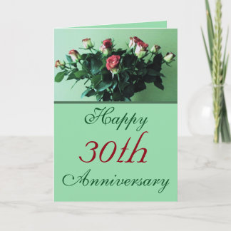 Cartão Buquê de Rosas do 30º Aniversário Foto Bonita