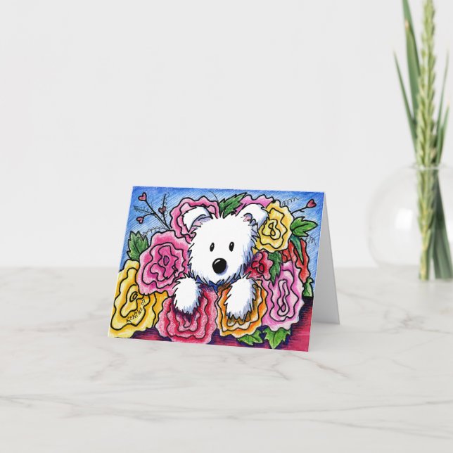 Cartão Buquê do Dia das Mães Westie (Frente)