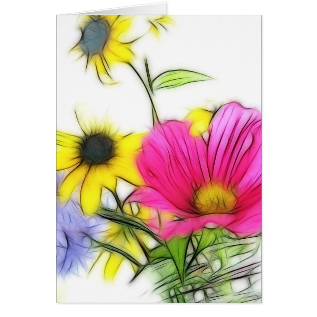 Cartão Buquê feliz das flores (Frente)