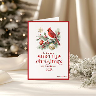 Cartão Buquê Festivo de Natal Cardinals Vermelhos