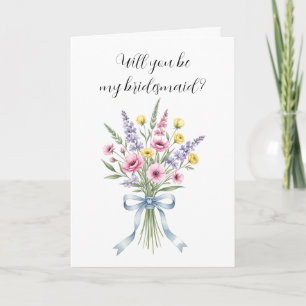 Cartão Buquê Floral Aquarela Proposta de Damas de Honra