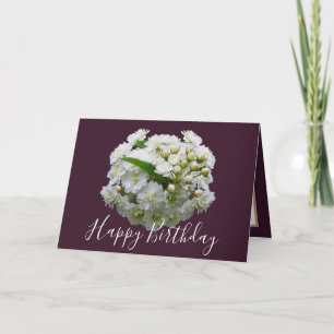 Cartão Buquê Floral Chic de Espirea Branca Aniversário