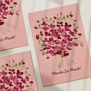 Cartão Buquê Floral Cor-de-Rosa Caprichoso em Aquarela Ag