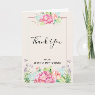 Cartão Buquê Floral De Cor De Água Rosa Moderna Obrigad