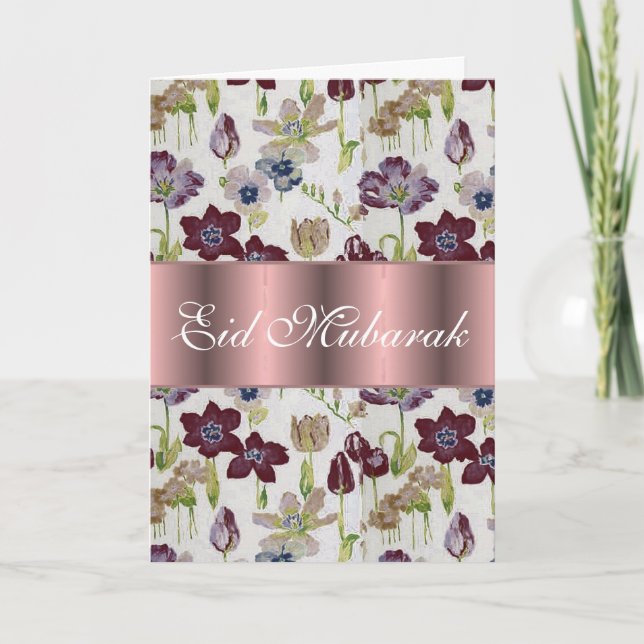 Cartão Buquê floral Eid Mubarak das tulipas (Frente)