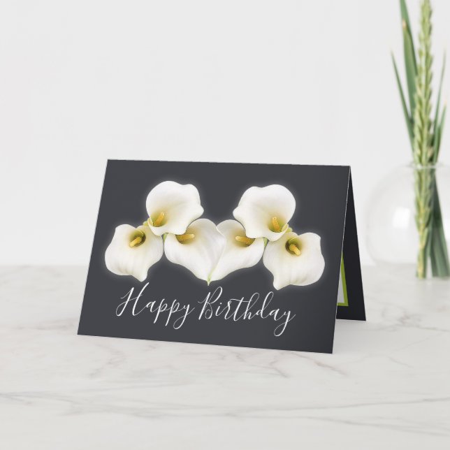 Cartão Buquê Floral White Calla Lily Floral Aniversário (Frente)