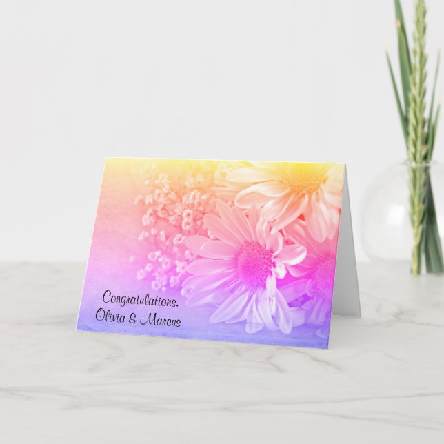 Cartão Buquê Rainbow Wedding Daisy (Frente)