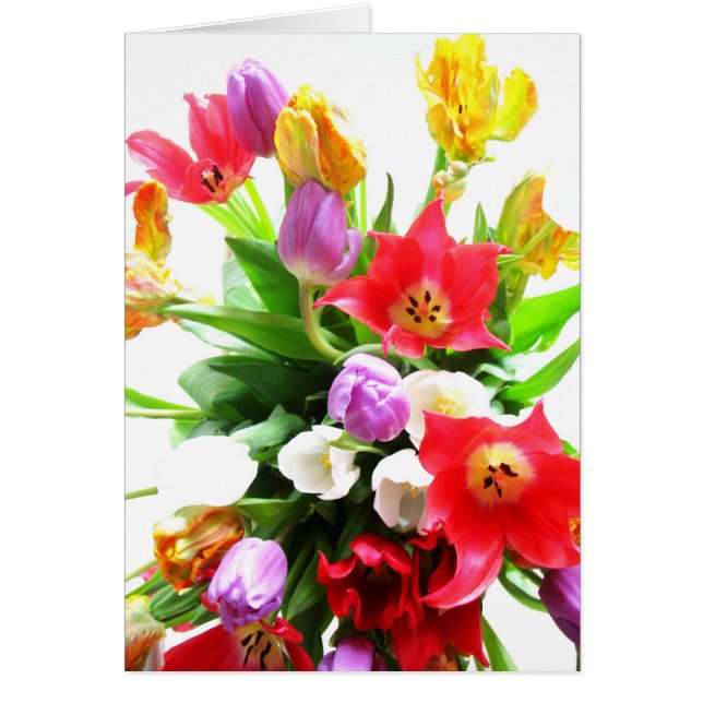 Cartão Buquê romântico das tulipas (Frente)