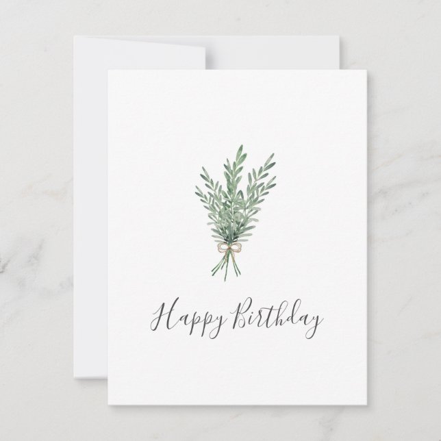 Cartão Buquê Rosemary de Aquarela com Arco de Juta (Frente)