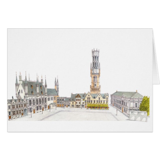 Cartão Burg Square. Bruges Belgium. (Frente Horizontal)