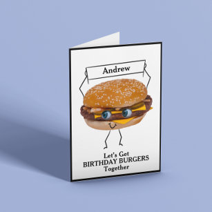 Cartão Burgers de aniversário personalizáveis