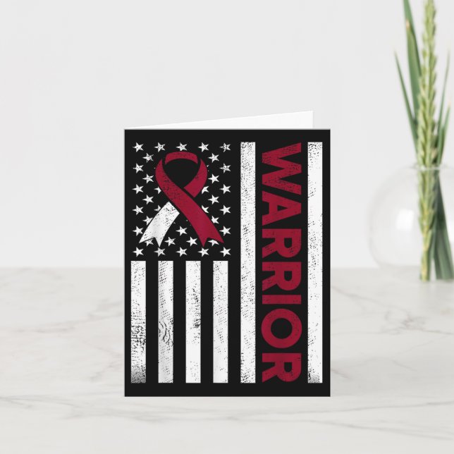 Cartão Burgundy Ivory Eua Flag Ribbon For Throat Cancer A (Frente)