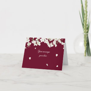 Cartão Burgundy Pretty White Blossom Your Message