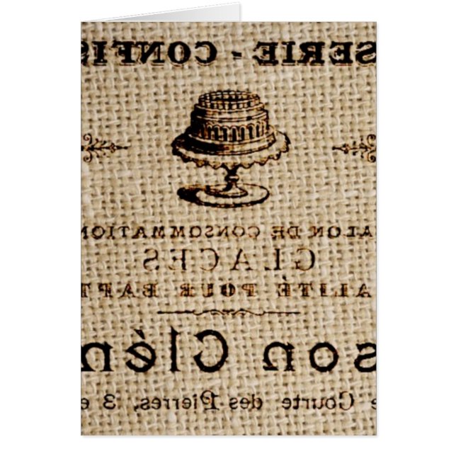Cartão burlap scripts chique french country cake (Frente)