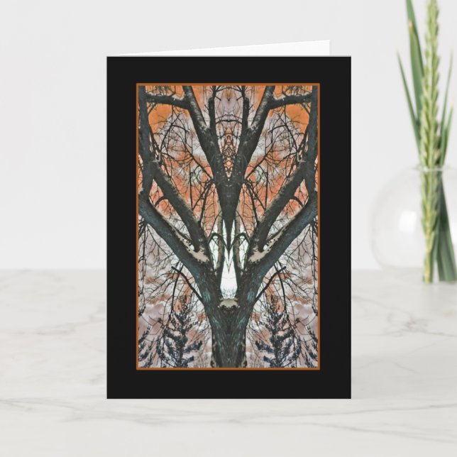 Cartão Burnt Umber Tree Reflection Card (Frente)