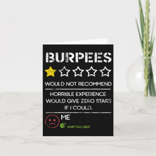 Cartão Burpees Não Recomendam Estrelas Zero Engraçadas Gy