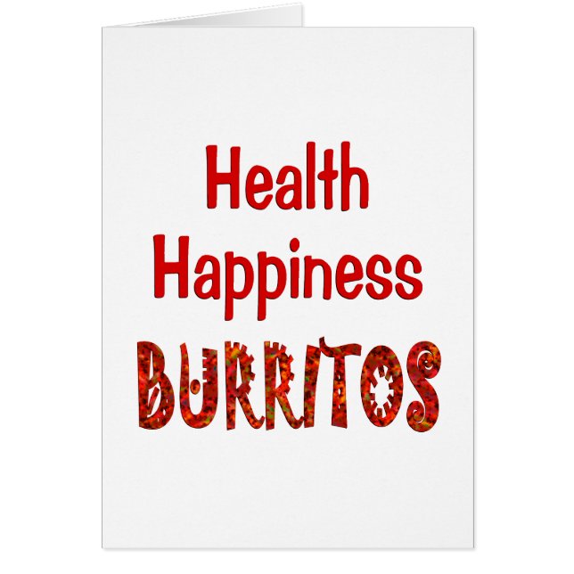Cartão Burritos da felicidade da saúde (Frente)