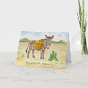 Cartão Burro with Basket birthday notecard