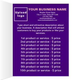 Cartão Business Products Services List Purple Foled Card