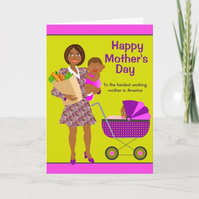 Cartão Busy African American Mom Mother's Day Card (Frente)