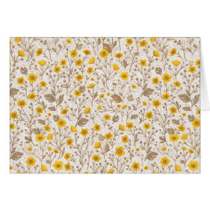 Cartão Buttercups, amarelo e marrom