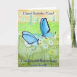 Cartão Butterflies and Daisys Happy Birthday Mom!<br><div class="desc">Two butterflys kissing each other goodnight</div>