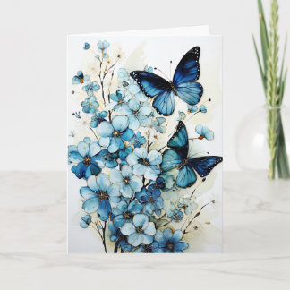 Cartão Butterflies and Flowers Blank Note Greeting Card