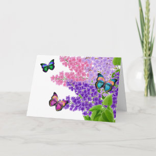 Cartão Butterflies on Lilacs Greeting Card