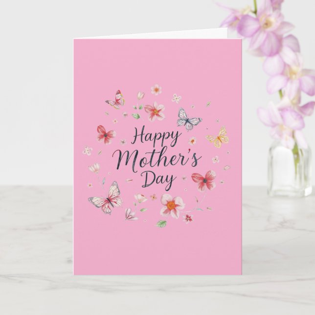 Cartão Butterfly and Floral Happy Mother's Day Card (Orquídea)