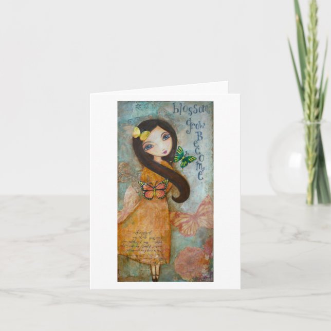 Cartão Butterfly art girl Notecard (Frente)