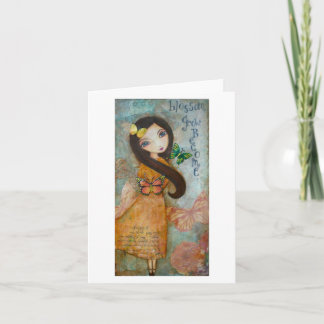 Cartão Butterfly art girl Notecard