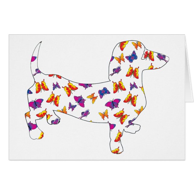 Cartão Butterfly Doxie Dachshund (Frente Horizontal)