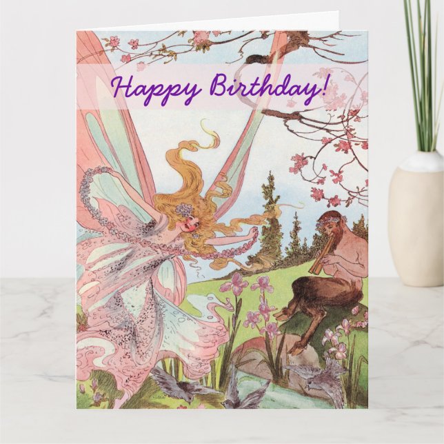 Cartão Butterfly Fairy and Centaur Birthday (Frente)