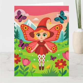 Cartão Butterfly Fairy Illustration in Whimsical Forest