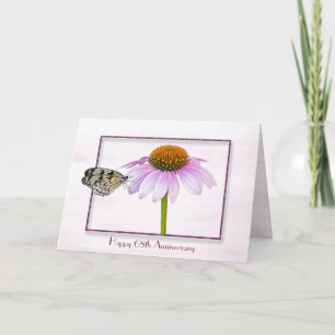 Cartão Butterfly on Cone Flower 68th Anniversary Card