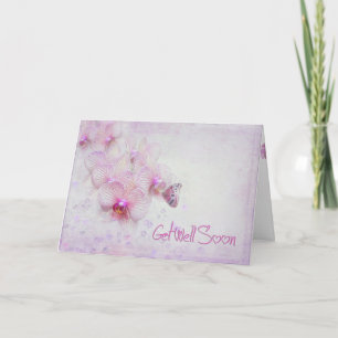 Cartão butterfly on orchid for get well