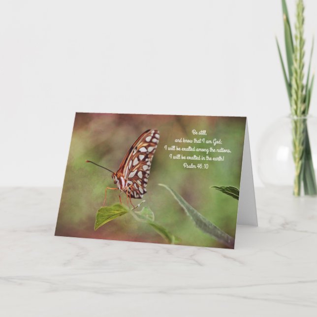 Cartão Butterfly on Scripture Card Psalm 46:10 (Frente)