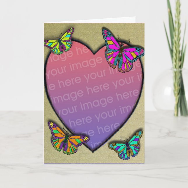 Cartão Butterfly Photo Frame Card Customizable Template (Frente)